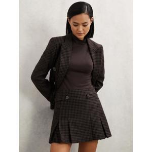 REISS Elle Wool-Blend Check Mini Skirt